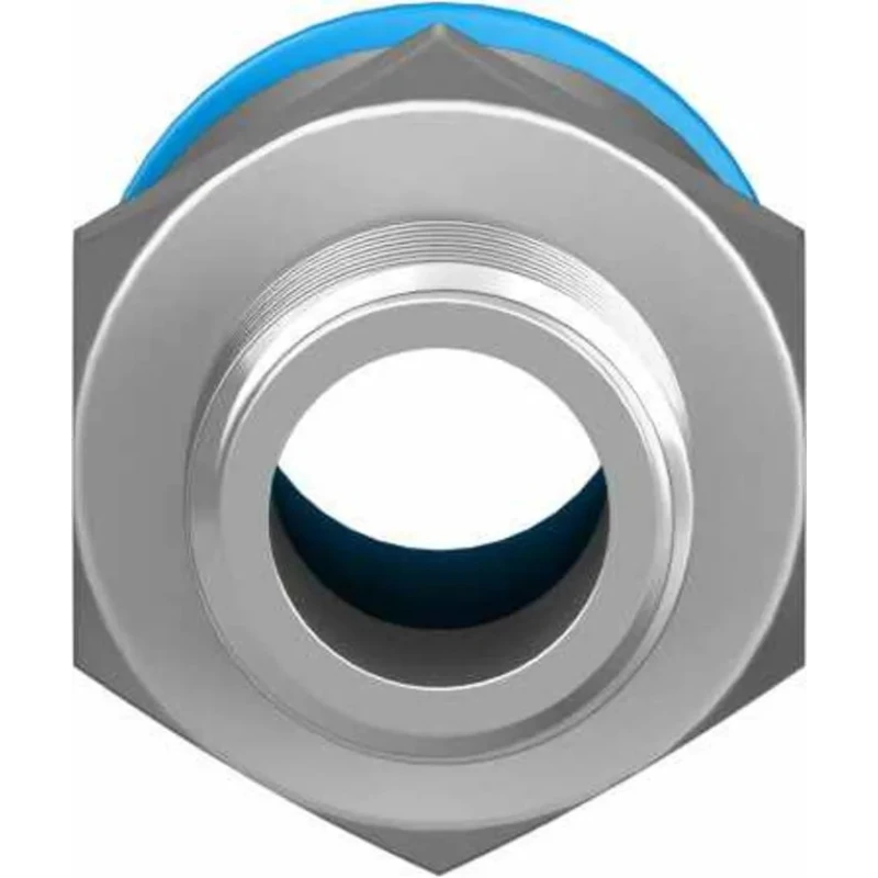 Festo QS Series Straight Pneumatic Fitting, Male R 1/8 Push-in 8mm Brass, Nickel Finish QS-1/8-8