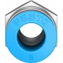 Festo QS Series Straight Pneumatic Fitting, Male R 1/8 Push-in 8mm Brass, Nickel Finish QS-1/8-8