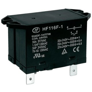 Hongfa Europe GMBH Flange Power Relay 24V DC Coil, 30A SPST, Screw Terminal, HF116F-1/024DF-1HTFW