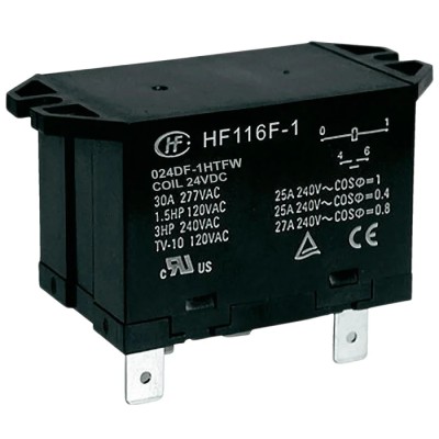 Hongfa Europe GMBH Flange Power Relay 24V DC Coil, 30A SPST, Screw Terminal, HF116F-1/024DF-1HTFW
