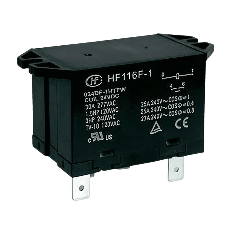 Hongfa Europe GMBH Flange Power Relay 24V DC Coil, 30A SPST, Screw Terminal, HF116F-1/024DF-1HTFW