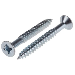 RS PRO Pozidriv Countersunk Steel Wood Screw, Bright Zinc Plated, Size 12 Thread, 2in Length, Model 521-254