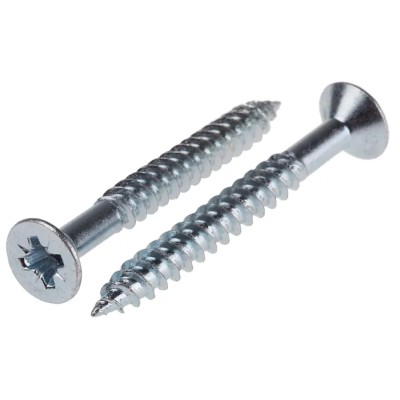 RS PRO Pozidriv Countersunk Steel Wood Screw, Bright Zinc Plated, Size 12 Thread, 2in Length, Model 521-254