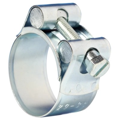 Jubilee Mild Steel Bolt Head Hose Clip, Bolt Drive, 26 mm Min, 28 mm Max Inside Diameter, Zinc Plated, JSC028MS