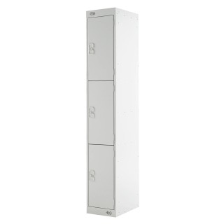 RS PRO 3 Door Steel Grey Industrial Locker, Powder Coated Steel, 1800 mm x 300 mm x 450 mm, 521-380