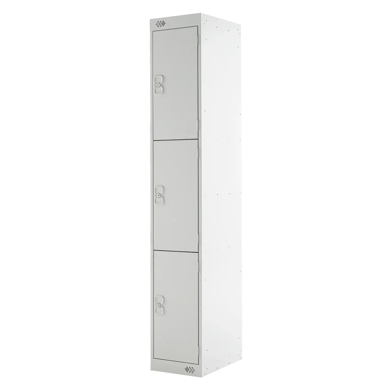 RS PRO 3 Door Steel Grey Industrial Locker, Powder Coated Steel, 1800 mm x 300 mm x 450 mm, 521-380