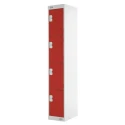 RS PRO 4 Door Steel Red Industrial Locker 1800 mm x 300 mm x 450 mm 521-421