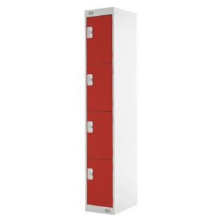 RS PRO 4 Door Steel Red Industrial Locker 1800 mm x 300 mm x 450 mm 521-421