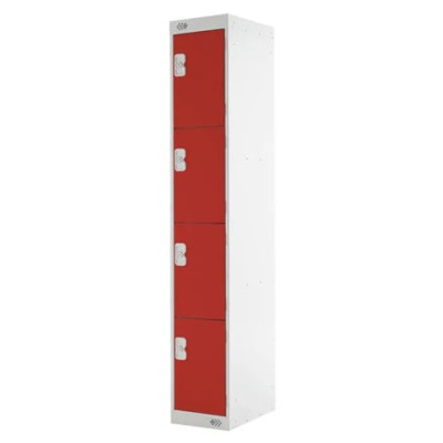 RS PRO 4 Door Steel Red Industrial Locker 1800 mm x 300 mm x 450 mm 521-421