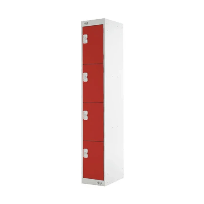 RS PRO 4 Door Steel Red Industrial Locker 1800 mm x 300 mm x 450 mm 521-421