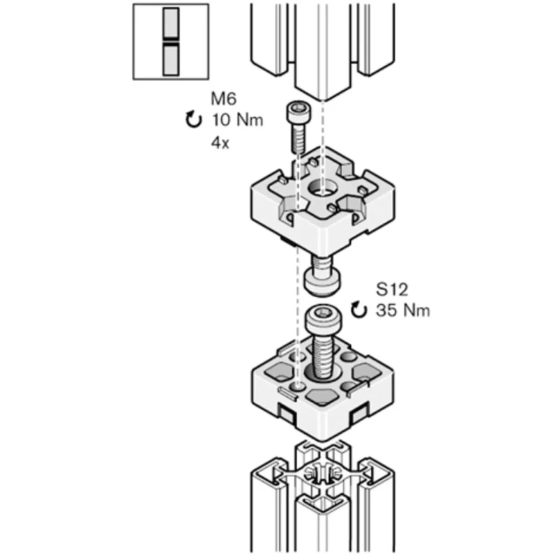 Bosch Rexroth S6 End Connector for Strut Profile 30 mm, Aluminium, Groove Size 8 mm 3842538656