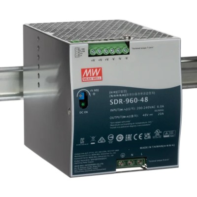 Mean Well SDR-960-48 Switched Mode DIN Rail Power Supply, 960 W, 48 V DC, 20 A, Single Output