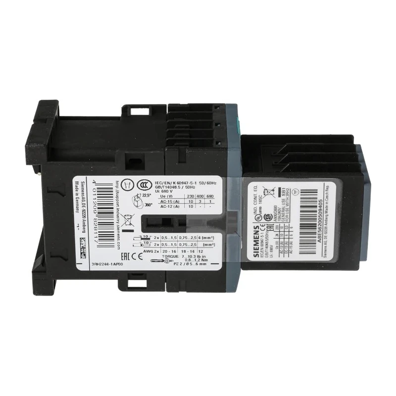 Siemens SIRIUS Contactor Relay 230V AC Coil, 10A, 4 NO/4 NC, 690V AC DIN Rail 3RH2244-1AP00