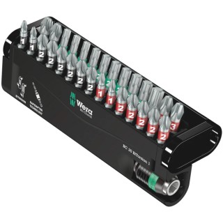 Wera Hex, Pozidriv, Phillips, Torx Impact Bit Set, Chrome Vanadium Steel, 30 Pieces 1/4 Inch 05057430001