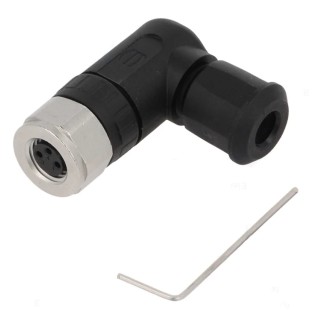 HARTING Circular Connector 3 Contacts Cable M8 Socket Female IP67 Right Angle 4A 60V Polyamide 21023594301