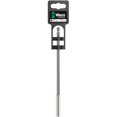 Wera Universal Hex Bit Holder 1/4 Inch, Round Shank, 200mm Steel, Strong Retaining Ring 05160979001