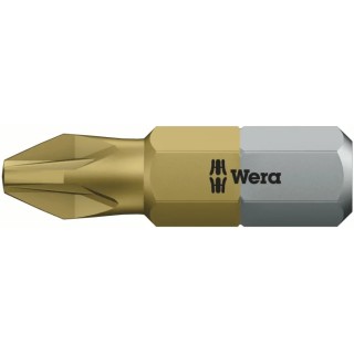 Wera Screwdriver Bit 1/4 in Hex Drive, PZ2 Tip, Titanium Nitride Coated, 25mm Overall Length 05135069001