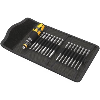 Wera Anti-Static Screwdriver Bit Set, 1/4 in Hex, Phillips, Pozidriv, Slotted, Torx, 17 Pieces, ESD Safe, 155mm 05051043001