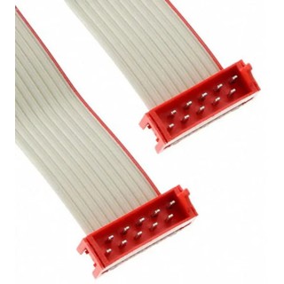TE Connectivity Micro-MaTch Series Ribbon Cable, Flat, 1.27 mm Pitch, 10 Conductors, 75.5 mm Length, Grey Jacket 2205063-1