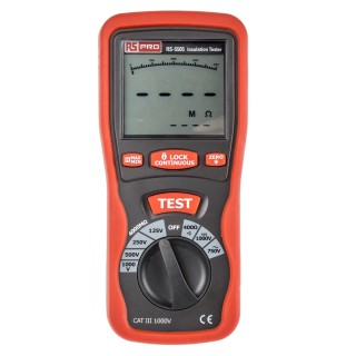 RS PRO Insulation Tester 125 V Min 1000 V Max 4000 mΩ CAT III LCD Display RS5505