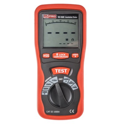 RS PRO Insulation Tester 125 V Min 1000 V Max 4000 mΩ CAT III LCD Display RS5505