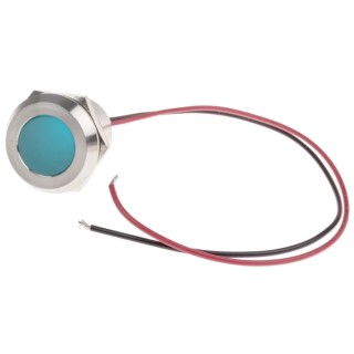 RS PRO Blue Panel Mount Indicator 12V DC 40mA Lead Wire IP67 Flush Stainless Steel 123-2435