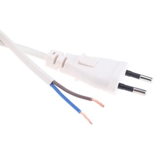 RS PRO Unterminated to CEE 7/16 Europlug Power Cord, 2 m, White PVC, 250V, 2.5A 531-100