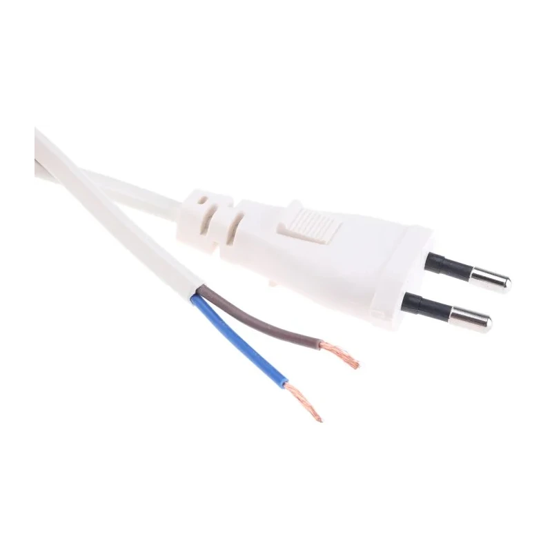 RS PRO Unterminated to CEE 7/16 Europlug Power Cord, 2 m, White PVC, 250V, 2.5A 531-100