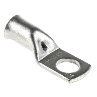 RS PRO Uninsulated Tubular Ring Terminal CT35, M10 Stud Size, 2 AWG, 35mm², Grey, Copper, Tin Plated