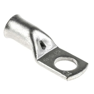 RS PRO Uninsulated Tubular Ring Terminal CT35, M10 Stud Size, 2 AWG, 35mm², Grey, Copper, Tin Plated