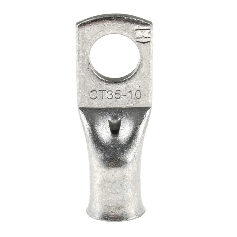 RS PRO Uninsulated Tubular Ring Terminal CT35, M10 Stud Size, 2 AWG, 35mm², Grey, Copper, Tin Plated