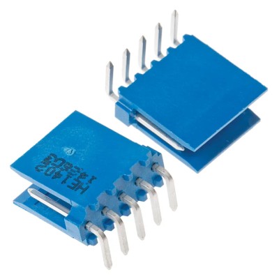 NEUTRAL AMPMODU Series Right Angle Through Hole PCB Header, 5 Contacts, 2.54 mm Pitch, 1 Row, Shrouded HE14