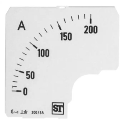 Sifam Tinsley Meter Scale for 72 x 72 Analogue Panel Ammeter EQ74-00D1-0001 0/200A