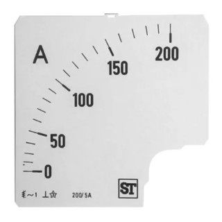 Sifam Tinsley Meter Scale for 96 x 96 Analogue Panel Ammeter EQ94-00D1-0001 0/200A