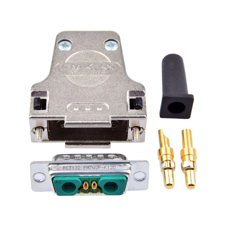 FCT from Molex 7 Way Straight Screw D-Sub Connector Male, Nickel Plated Die Cast Zinc, 20A, FMK2G-7W2PA-5935 / 1731140083