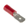 RS PRO Red Insulated Male Spade Connector, Crimp, 6.35 x 0.8 mm Tab, 22 AWG to 16 AWG, Brass, Vinyl Angled 534-323