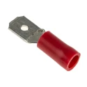 RS PRO Red Insulated Male Spade Connector, Crimp, 6.35 x 0.8 mm Tab, 22 AWG to 16 AWG, Brass, Vinyl Angled 534-323