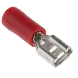 RS PRO Red Insulated Female Spade Connector Crimp, 4.8 x 0.8 mm Tab Size, 22 AWG to 16 AWG, Brass, Vinyl Insulation 534-395
