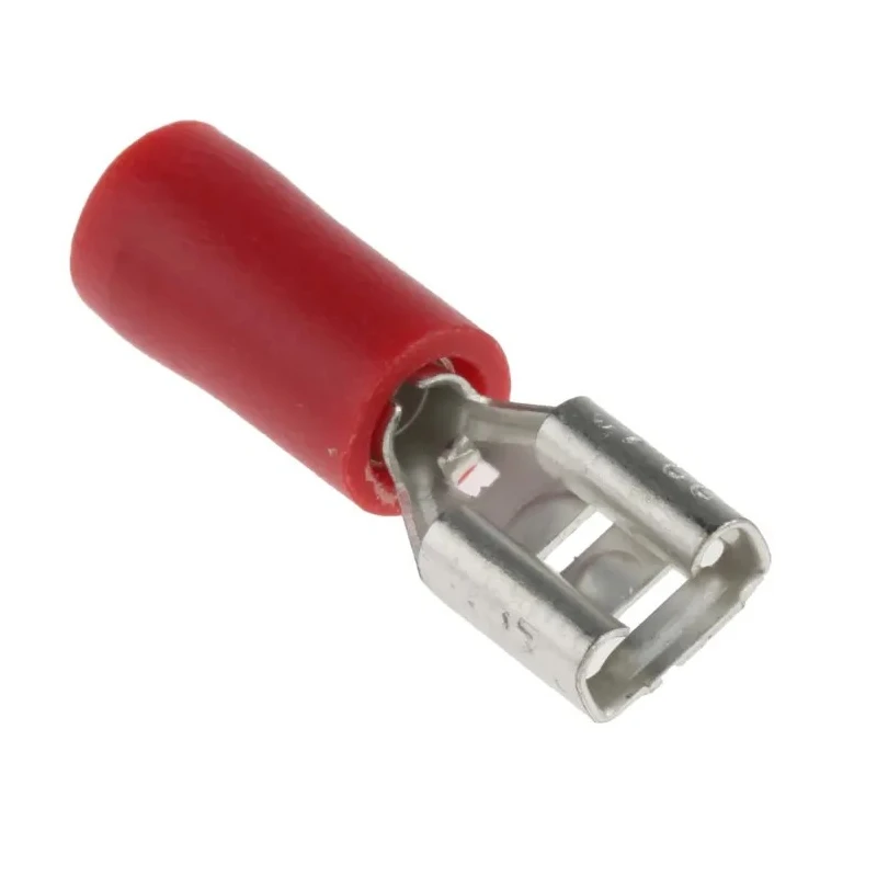 RS PRO Red Insulated Female Spade Connector Crimp, 4.8 x 0.8 mm Tab Size, 22 AWG to 16 AWG, Brass, Vinyl Insulation 534-395