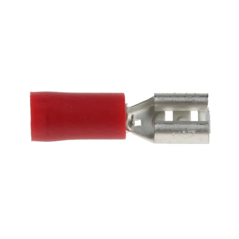 RS PRO Red Insulated Female Spade Connector Crimp, 4.8 x 0.8 mm Tab Size, 22 AWG to 16 AWG, Brass, Vinyl Insulation 534-395