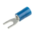 RS PRO Insulated Crimp Spade Connector, Vinyl, Blue, 16 AWG to 14 AWG, M3.5 Stud Size, 20.5mm, 6.4mm Width, 534-632