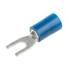 RS PRO Insulated Crimp Spade Connector, Vinyl, Blue, 16 AWG to 14 AWG, M3.5 Stud Size, 20.5mm, 6.4mm Width, 534-632