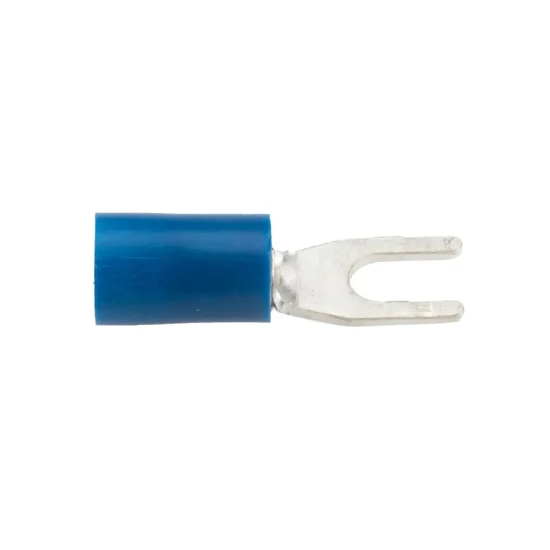 RS PRO Insulated Crimp Spade Connector, Vinyl, Blue, 16 AWG to 14 AWG, M3.5 Stud Size, 20.5mm, 6.4mm Width, 534-632