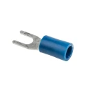 RS PRO Insulated Crimp Spade Connector, Vinyl, Blue, 16 AWG to 14 AWG, M3.5 Stud Size, 20.5mm, 6.4mm Width, 534-632