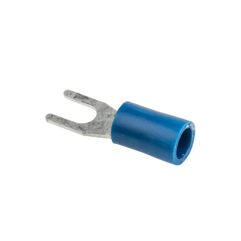 RS PRO Insulated Crimp Spade Connector, Vinyl, Blue, 16 AWG to 14 AWG, M3.5 Stud Size, 20.5mm, 6.4mm Width, 534-632