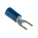 RS PRO Insulated Crimp Spade Connector, Vinyl, Blue, 16 AWG to 14 AWG, M4 Stud Size, 1.5–2.5 mm², Copper, Tin 534-626