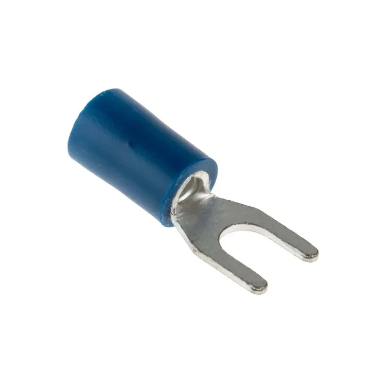 RS PRO Insulated Crimp Spade Connector, Vinyl, Blue, 16 AWG to 14 AWG, M4 Stud Size, 1.5–2.5 mm², Copper, Tin 534-626