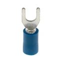 RS PRO Insulated Crimp Spade Connector, Vinyl, Blue, 16 AWG to 14 AWG, M4 Stud Size, 1.5–2.5 mm², Copper, Tin 534-626