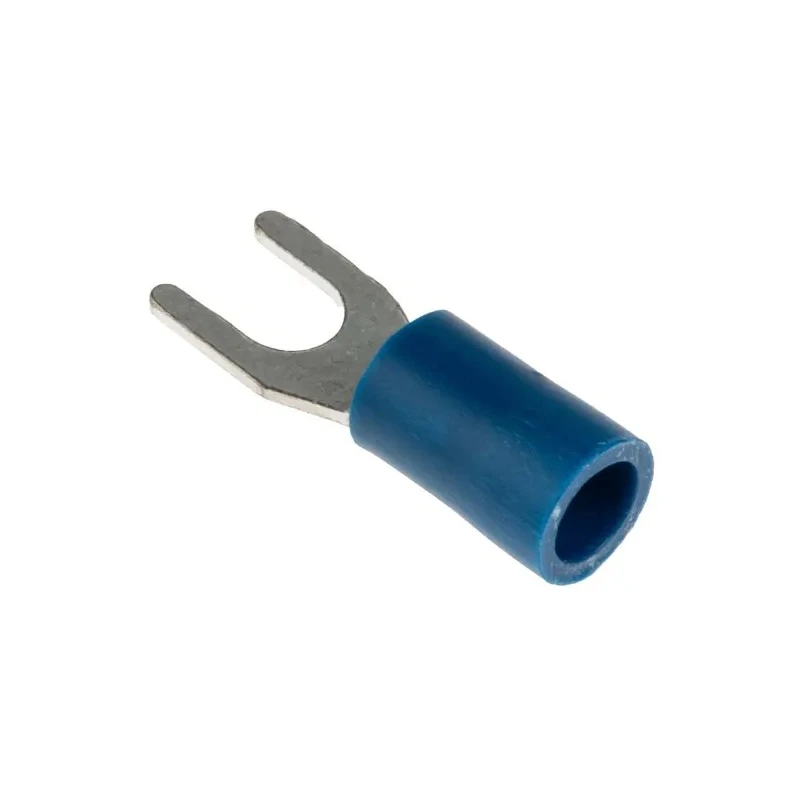 RS PRO Insulated Crimp Spade Connector, Vinyl, Blue, 16 AWG to 14 AWG, M4 Stud Size, 1.5–2.5 mm², Copper, Tin 534-626