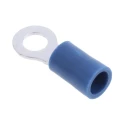RS PRO Insulated Ring Terminal Blue, M4 Stud Size, 16–14 AWG, 1.5–2.5mm², Vinyl PVC, 21mm Length, Copper/Tin 534-581